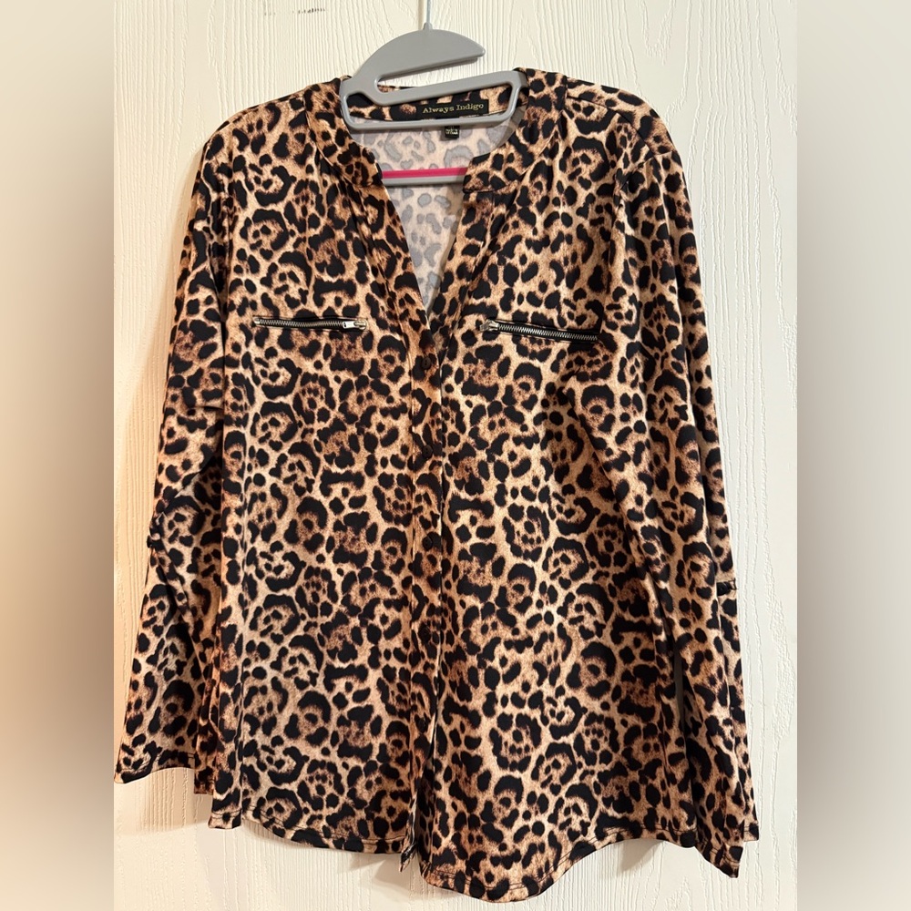 Brown Leopard Print Blouse